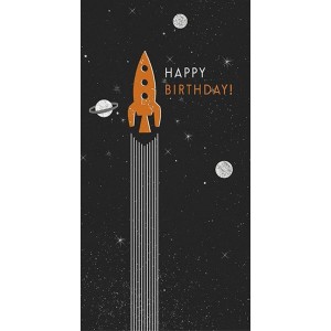 Поздравителна картичка за рожден ден и плик за пари "Ракета"